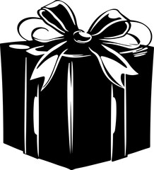 Stylized Black and White Gift Box Illustration