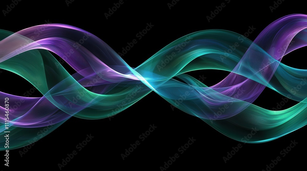 Poster Intricate Overlapping Loops of Translucent Material in Vibrant Colors and Fluid Motion