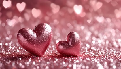 Fototapeta premium Celebrating love heart-shaped decor romantic setting digital art soft focus aesthetic concept for beautiful valentine's day inspiration