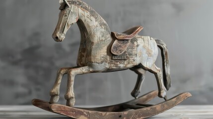 Obraz premium Majestic Wooden Horse. Artistic Fusion of Nature and Work