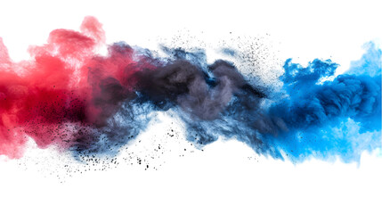 Fototapeta premium Black, DarkRed, Blue colours powder exploding isolated on a transparent background