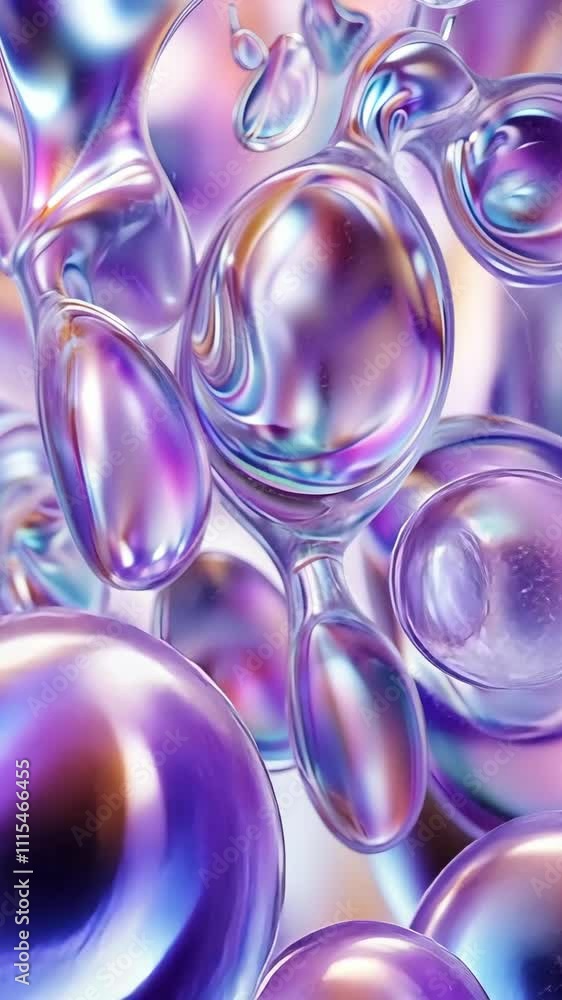 Poster colorful abstract bubbles with iridescent tones floating in a soft background during daylight