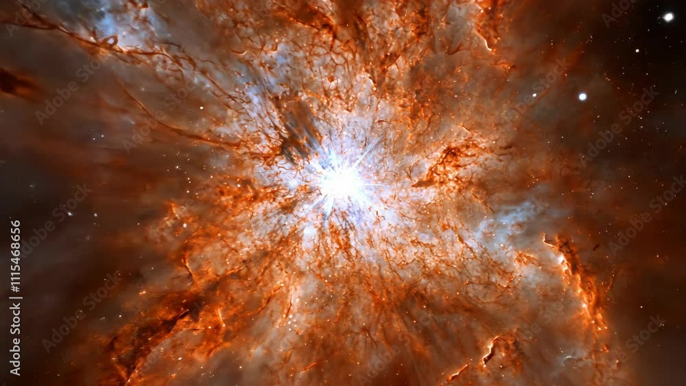 Poster cosmic explosion showcases vibrant colors in a distant nebula captured in deep space during a stella