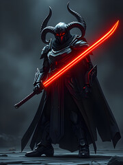 Futuristic Robot Warrior with Glowing Katana