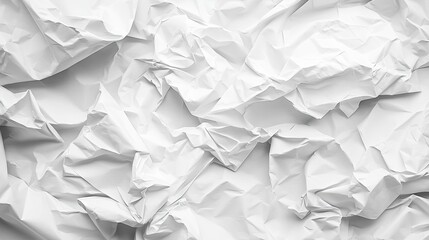 Obraz premium Crumpled white paper creates a unique background texture, offering an engaging visual element. This crumpled white paper surface provides ample copy space for creative use.