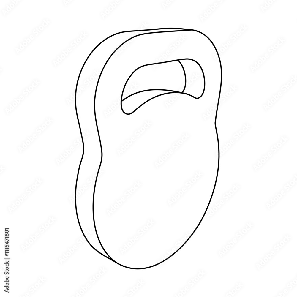 Poster the outline of a large sports weight symbol is made with black lines. 3d view of the object in persp
