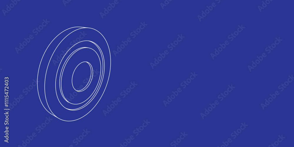 Poster the outline of a large checker game symbol made of white lines on the left. 3d view of the object in