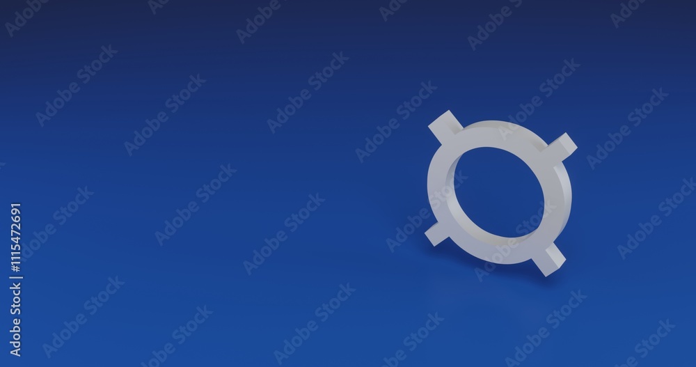 Poster isolated realistic white currency sign with shadow. located on the right side of the scene. 3d illus