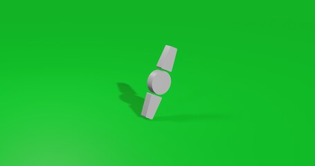 Isolated realistic white wristwatch symbol front view with shadow. 3d illustration on green chroma key background