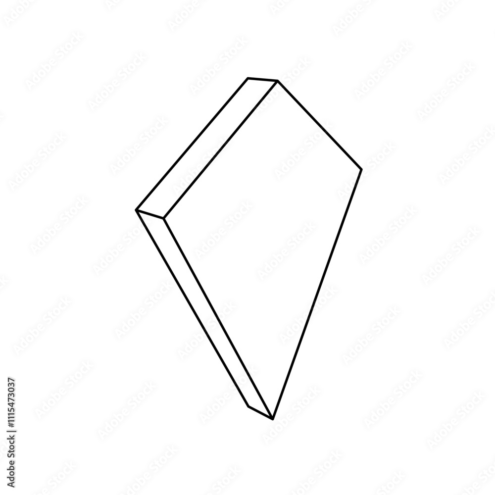 Poster the outline of a large kite symbol is made with black lines. 3d view of the object in perspective. v