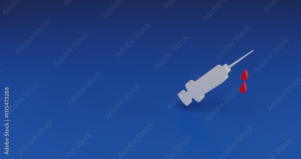 Poster isolated realistic white syringe symbol with shadow. located on the right side of the scene. 3d illu