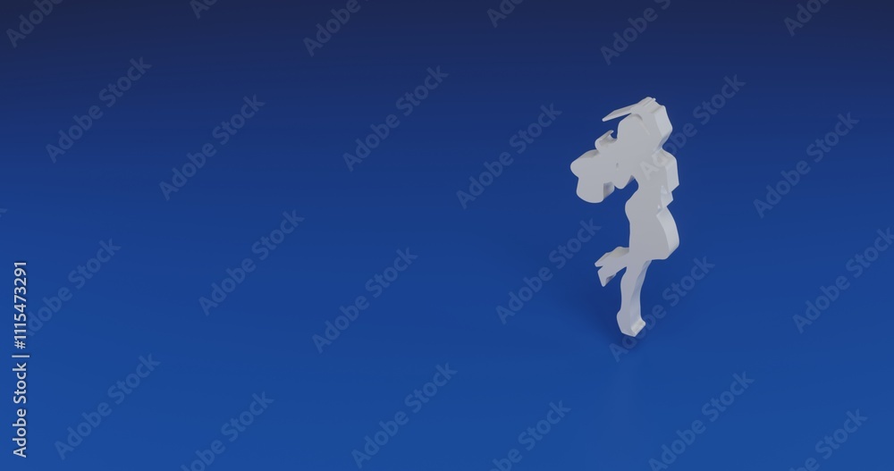 Poster isolated realistic white enchantress symbol with shadow. located on the right side of the scene. 3d 