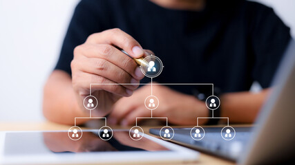 Company tree diagram, employee hierarchy table, organization chart, business or organization level...