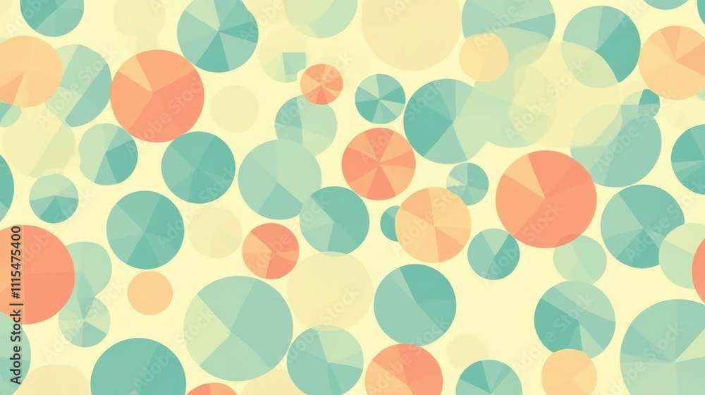 Poster abstract background with pastel-colored circles and geometric patterns.