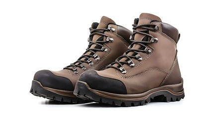 Sturdy Brown Leather Hiking Boots Trekking Shoes Outdoor Footwear