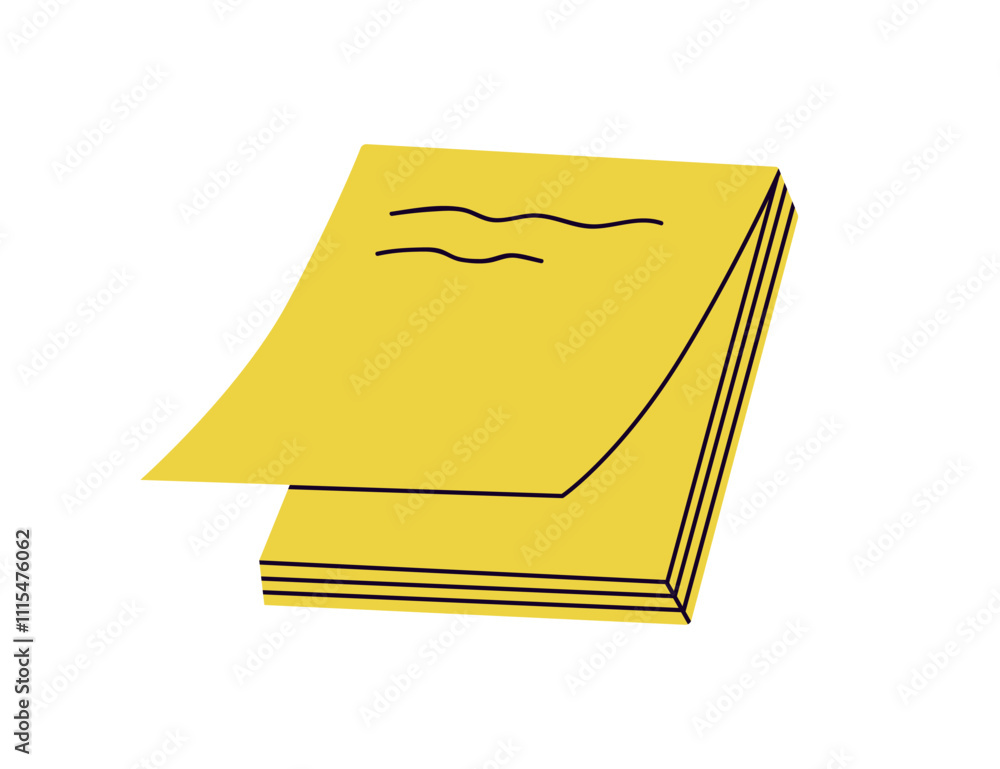 Poster sticky notes, adhesive paper pad for reminders and office memos. square sheets written records, plan