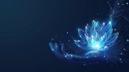Naklejka premium Glowing Lotus Flower in Hand