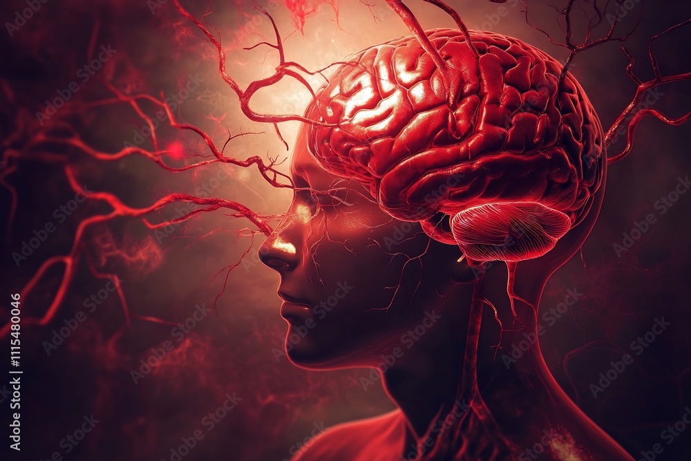 Aufkleber conceptual of stroke or transient ischemic attack disrupting brain function