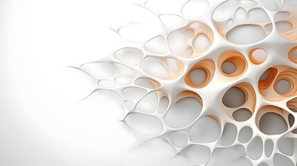 A geometrically intricate white 3D shape background, inspired by parametric design principles, features a harmonious blend of smoothly flowing curves and sharp, angular edges