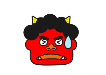 困った表情の赤鬼