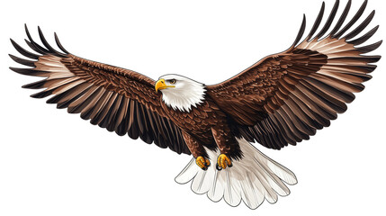 Obraz premium Illustration of a majestic eagle in flight isolated on white background