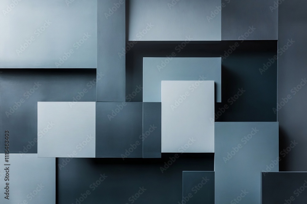 Aufkleber overlapping geometric shapes in muted tones with subtle shadows contemporary minimalist abstract