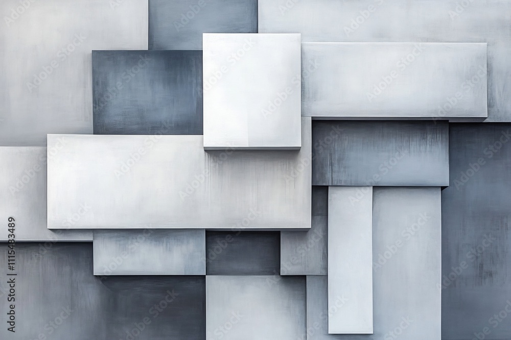 Poster overlapping geometric shapes in muted tones showcase minimal architectural design
