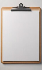 A clipboard with a blank paper inserted into it, minimalist, functional, office supply