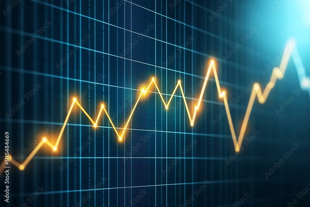 Poster exponential financial growth curve with golden highlights on data visualization