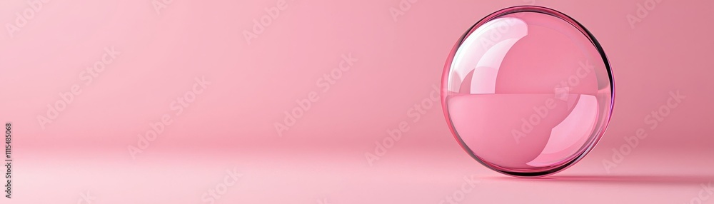 Poster a transparent pink sphere rests on a soft pink background, creating a minimalist and elegant aesthet