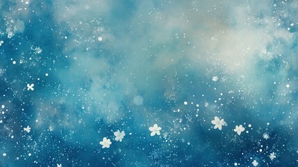 Fototapeta premium Abstract blue winter background with snowflakes.