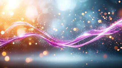 Bursts of vibrant pink light energy intertwined with the movement of luminous purple rays create a mesmerizing abstract background that seems to dance and pulse with energy in the vast expanse of spac