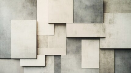 Fototapeta premium Asymmetric Geometric Abstraction in Muted Neutral Tones