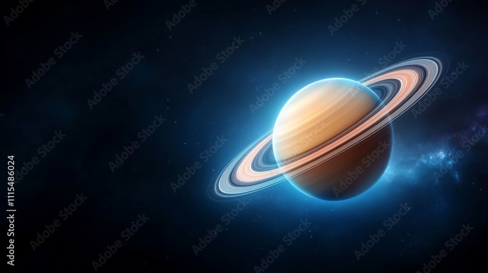 Poster stunning 3d rendering of saturn in a colorful space background