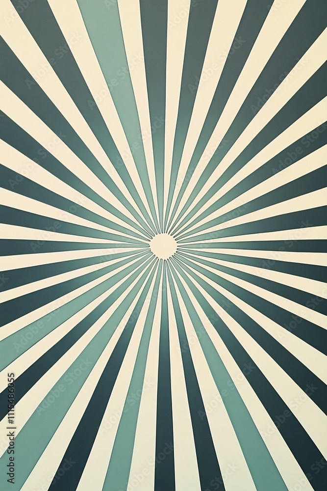Poster Radial Starburst Design with Converging Lines on Flat Color Background