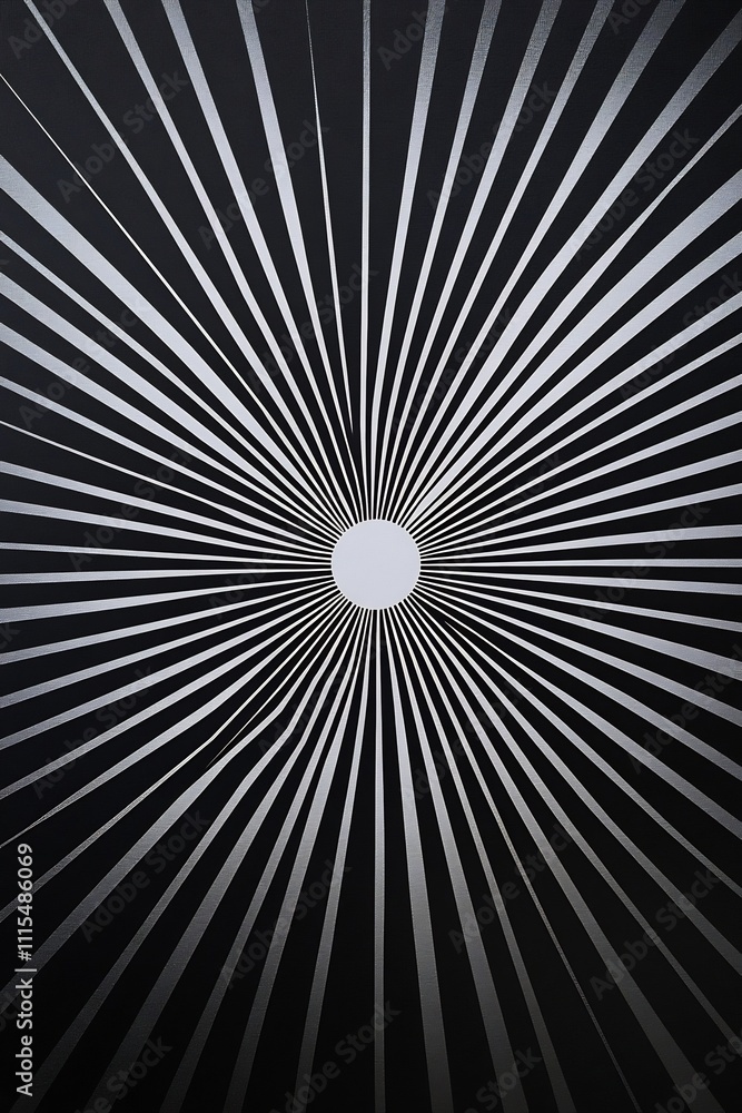 Poster radial starburst design with converging lines on flat color background