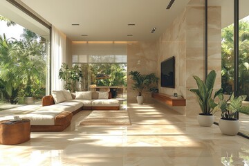 Fototapeta premium Modern Tropical Living Room Interior Design