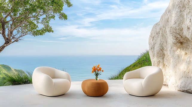 The luxury penthouse terrace features state of the art outdoor furniture, meticulously designed and engineered to provide unparalleled comfort and style