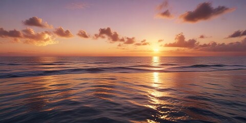 Fototapeta premium Calm ocean waters reflecting the vibrant colors of a Pacific sunset, vibrant colors, gradient sky