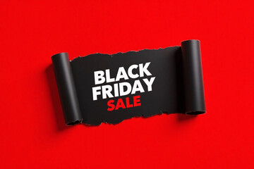 Black Friday sale red background torn paper