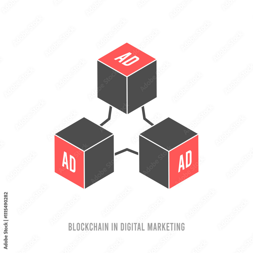 Poster blockchain in digital marketing. use blockchain technology to increase transparency and security in 