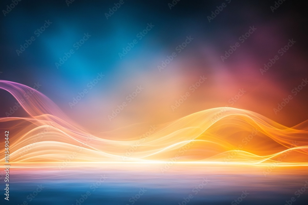 Aufkleber flowing gradient waves of abstract light and color in a modern art inspired backdrop