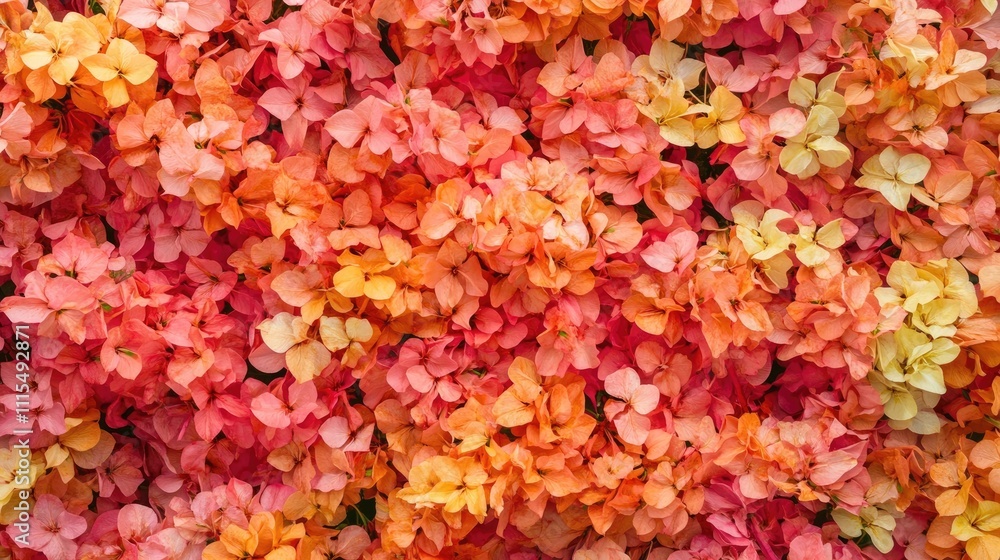 Poster Top view of a stunning background filled with vibrant cananga flowers, creating a beautiful display of natures colors, perfect for photo style compositions with ample copy space.