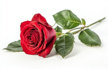 Elegant Peach Rose on White Background, Delicate Peach-Colored Rose Isolated on White, Minimalist Peach Rose Bloom with Soft Petals