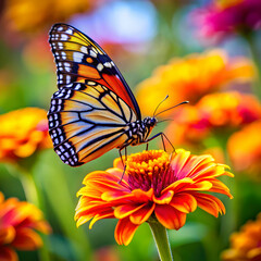 A Butterfly's Delicate Dance On Petals of Bloom, Where Beauty Takes Flight