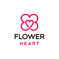 Flower and Love Heart Logo Design