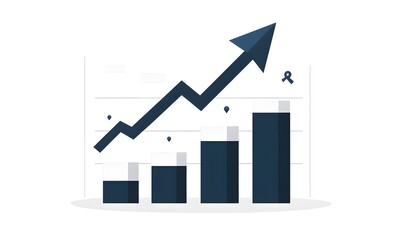 Simple Growth Chart with Upward Arrow Representing Business Success and Financial Progress