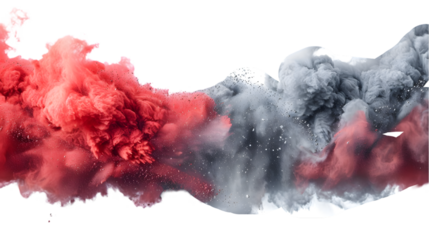 DarkRed, Grey, Silver colours powder exploding isolated on a transparent background