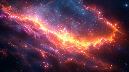 Obraz premium futuristic spaceship navigates a colorful nebula, glowing edges highlighting its path