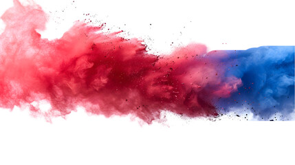 Obraz premium DarkRed, Red, Blue colours powder exploding isolated on a transparent background